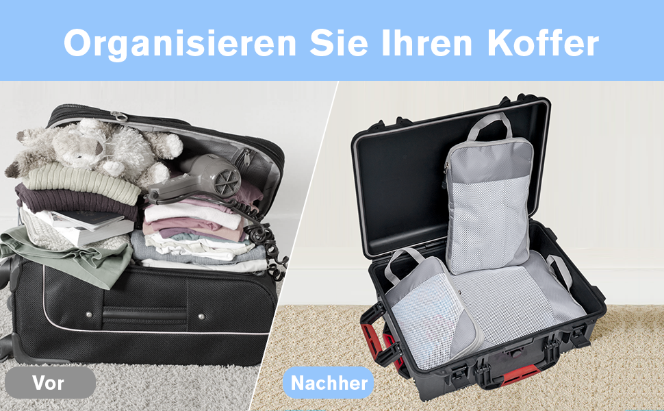 Органайзери для валізи: комплект 3 шт. (сірий) - для зручної подорожі