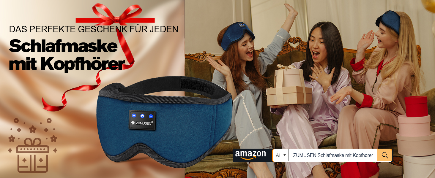 Маска для сну ZUMUSEN з навушниками Bluetooth V5.4, 3D маска для сну, блокує світло, дихаюча, регульована, для відпочинку, медитації, подорожей (Блакитна)
