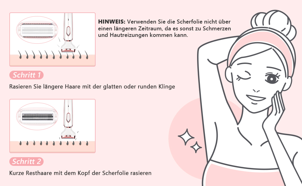 Електричний жіночий тример ACWOO 4-в-1 для обличчя, носа, під пахвами, в зоні бікіні та інтимній зоні, USB-зарядка, рожевий