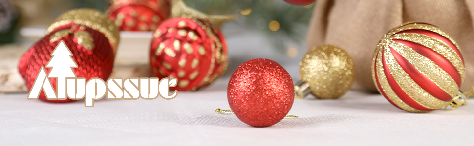 Набір прикрас на ялинку Alupssuc 80 шт. - ялинкові кулі різних форм, з гачками, для святкування Різдва, вечірок та весіль, колір шампань-золото (червоний & золотий)