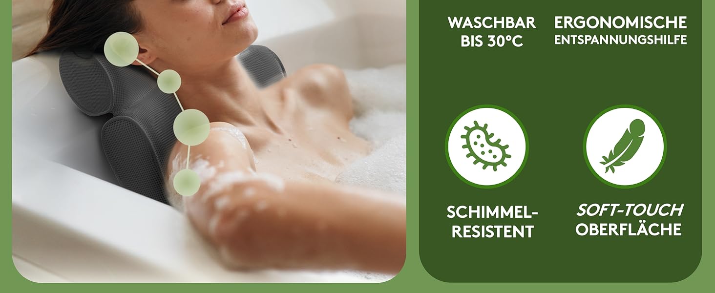 Подушка для ванни MEDIUM-WEICH [Сірий 3D] - подушка для шиї у ванну з присосками, аксесуар для ванної кімнати, ергономічна подушка для ванни