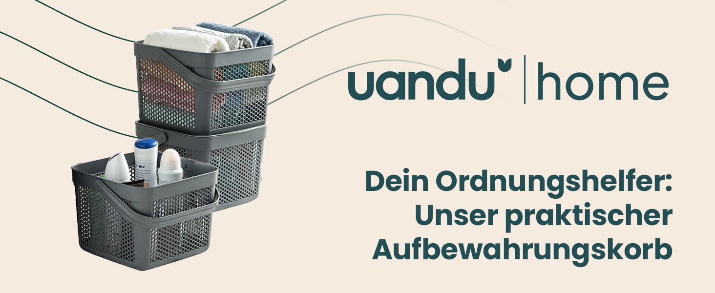 Кошик для зберігання Uandu з кришкою 5L, сірий (антрацит), для іграшок, білизни, речей, ванної кімнати, полиці, приладів