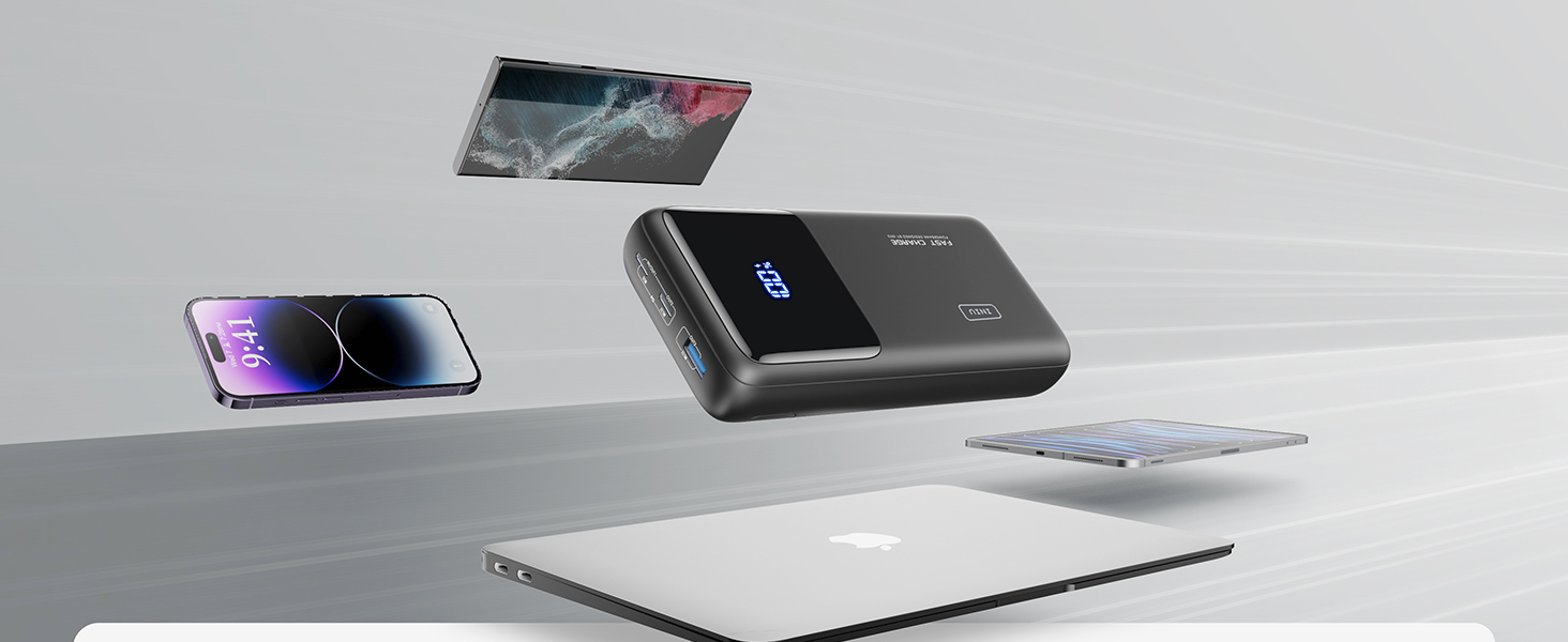 Портативний зарядний акумулятор INIU 100W 25000mAh з USB-C, сумісний з MacBook, iPad, iPhone, DJI та іншими пристроями. Чорний