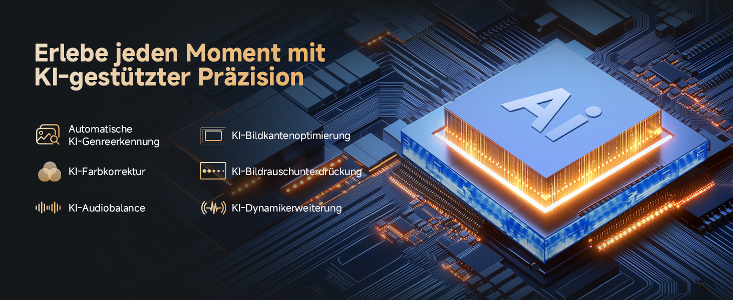 4K Smart проєктор KOGATA з авто-фокусом, WiFi 6, Bluetooth та підтримкою Netflix | Домашній кінотеатр для саду та стрімінгу | Сірий