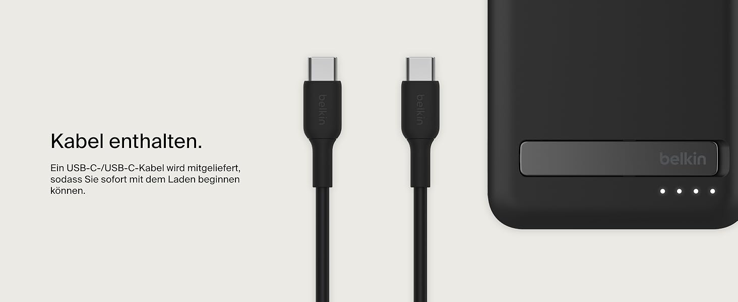 Belkin BoostCharge Pro Powerbank 5000mAh з Qi2 та MagSafe, чорний. Портативний зарядний пристрій з вбудованим підсвіткою, сумісний з iPhone 17, iPhone Air, iPhone 16, 15, 14, Pixel та ін.