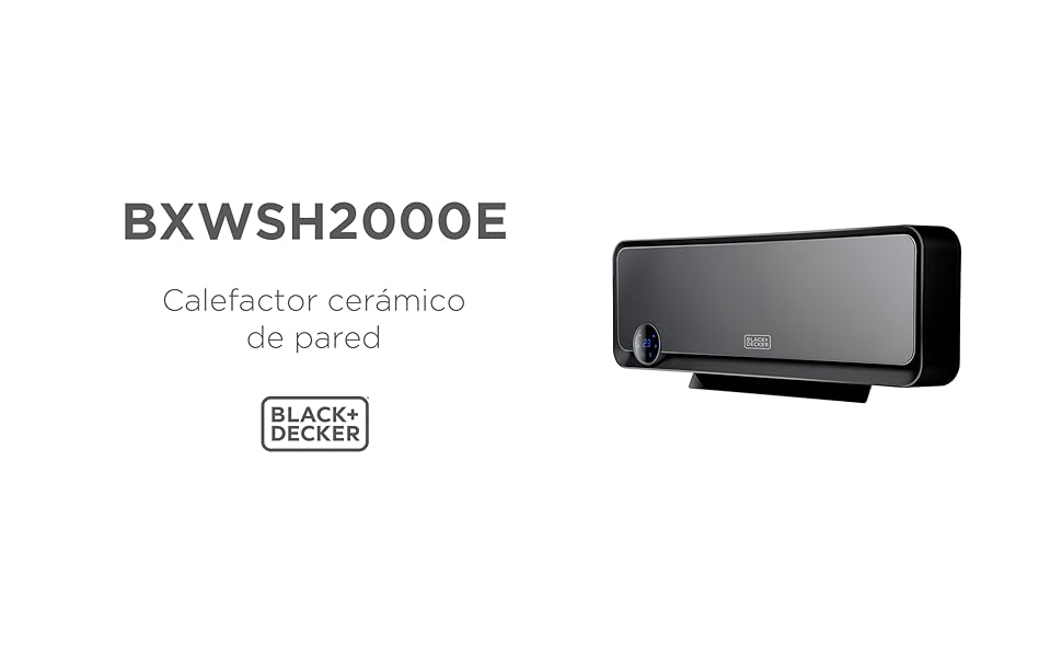Керамічний нагрівач для ванної кімнати Black+Decker BXWSH2000E з цифровим термостатом, програмуванням, пультом ДУ та LED-дисплеєм (2000W)