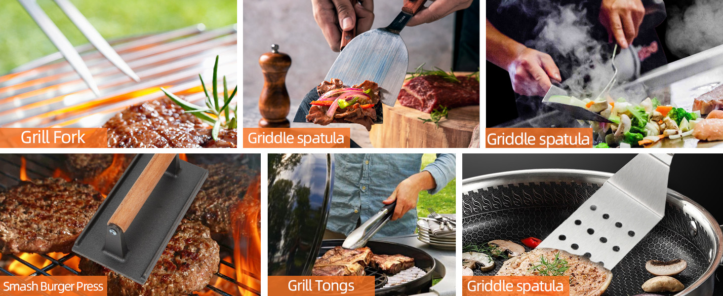 Набір аксесуарів для гриля на 40 предметів, сумісний з Camp Chef, включає шпатель, прес для бургерів, скребок, щипці та сумка для транспортування, ідеально для BBQ на відкритому повітрі