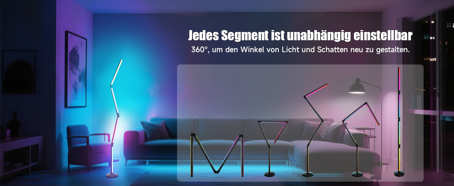 LED лампа Electight RGB для столу з регулюванням яскравості, 800 люмен, складний дизайн, пульт дистанційного керування та додаток, 16 мільйонів кольорів, 99 режимів, синхронізація з музикою та таймер, для читання, офісу та ігор (170см)