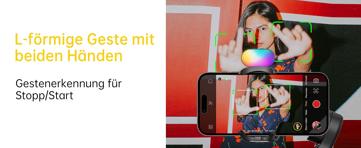 Гімбал AOCHUAN для смартфона з 3 осями стабілізації, RGB-підсвічуванням, трекінгом обличчя та регульованим кільцем фокусування. Підходить для iPhone/Android. Ідеальний для зйомки Vlog та створення контенту.