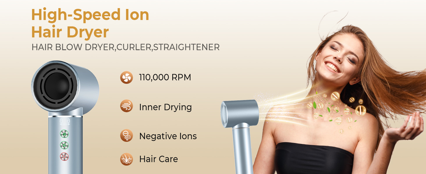 Набір для укладки волосся 7 в 1 OKWRAP Airstyler: фен, плойка, щітка для випрямлення, іонізація, 110000 об/хв, сірий/срібний