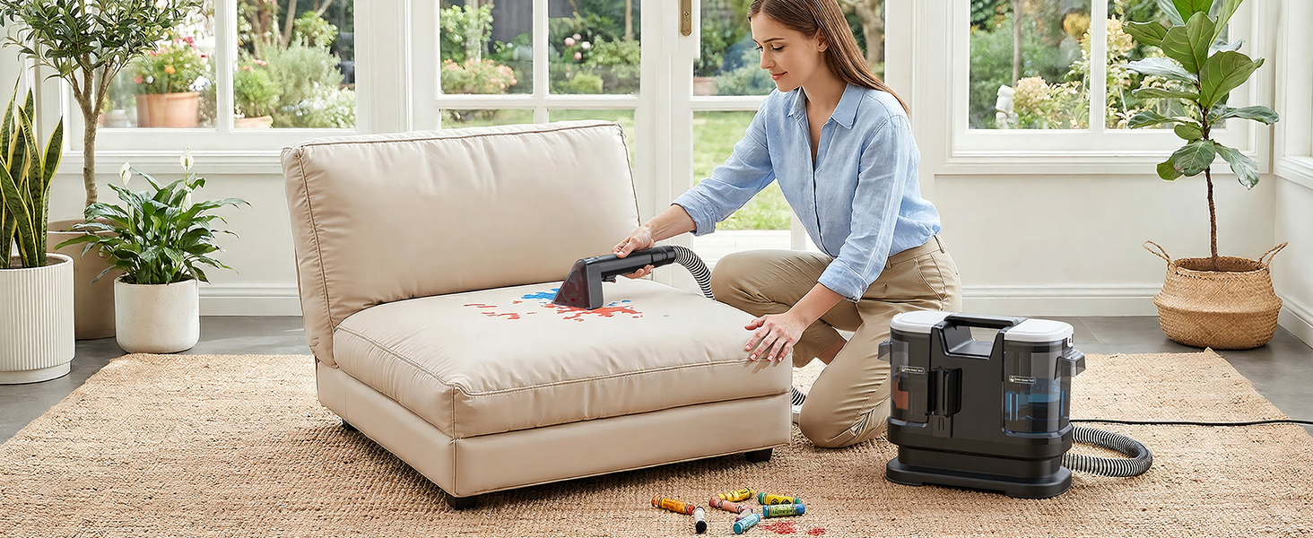 Портативний пилосос для чищення м'яких меблів Lubluelu 600 Вт, 18 кПа, з функцією самоочищення та насадкою для килимів, диванів та авто (чорний)