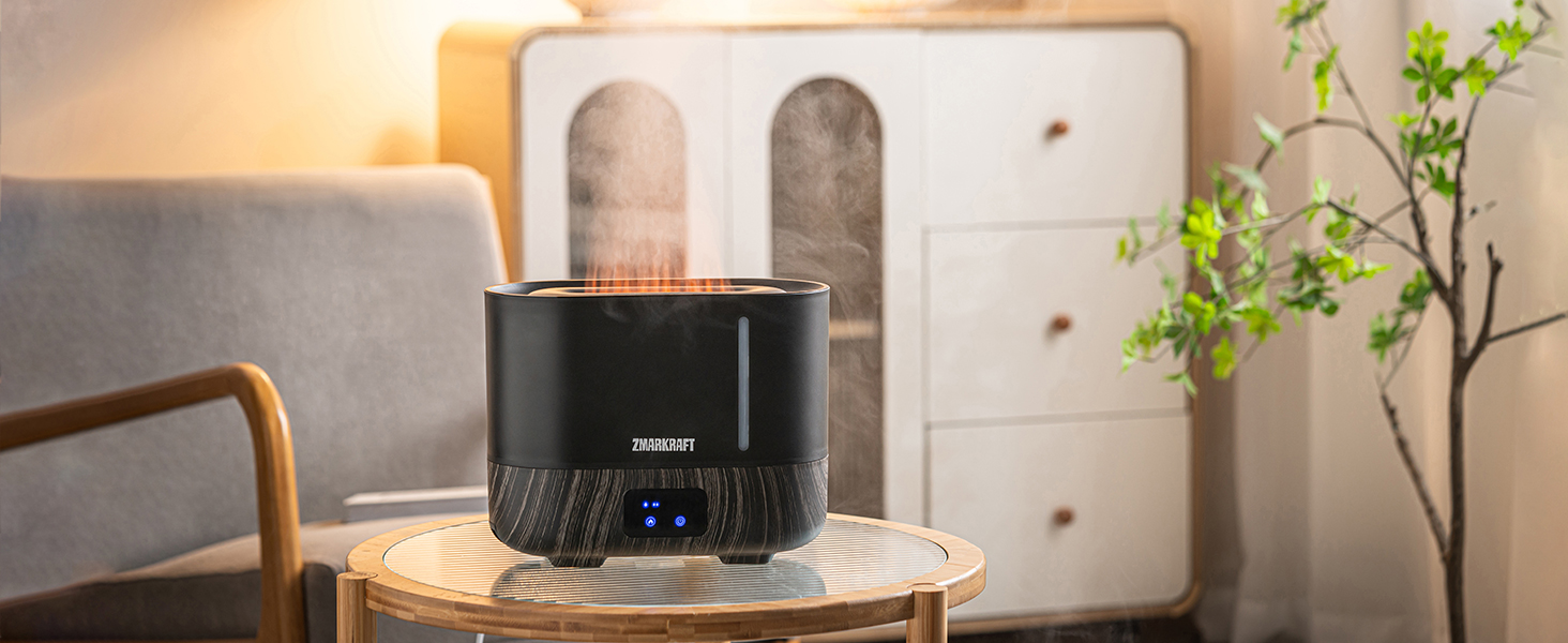 Увлажнитель воздуха 3L с эффектом пламени, тихая ультразвуковая технология, верхний залив, регулируемая интенсивность пара, Cool Mist для спальни