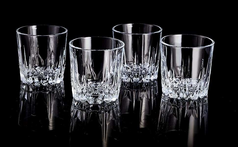Набір склянок для віскі GLASKEY 4 шт., 350 мл, без свинцю, кришталь, для рому, коктейлів, скотчу, джина, коньяку, води, можна мити в посудомийній машині