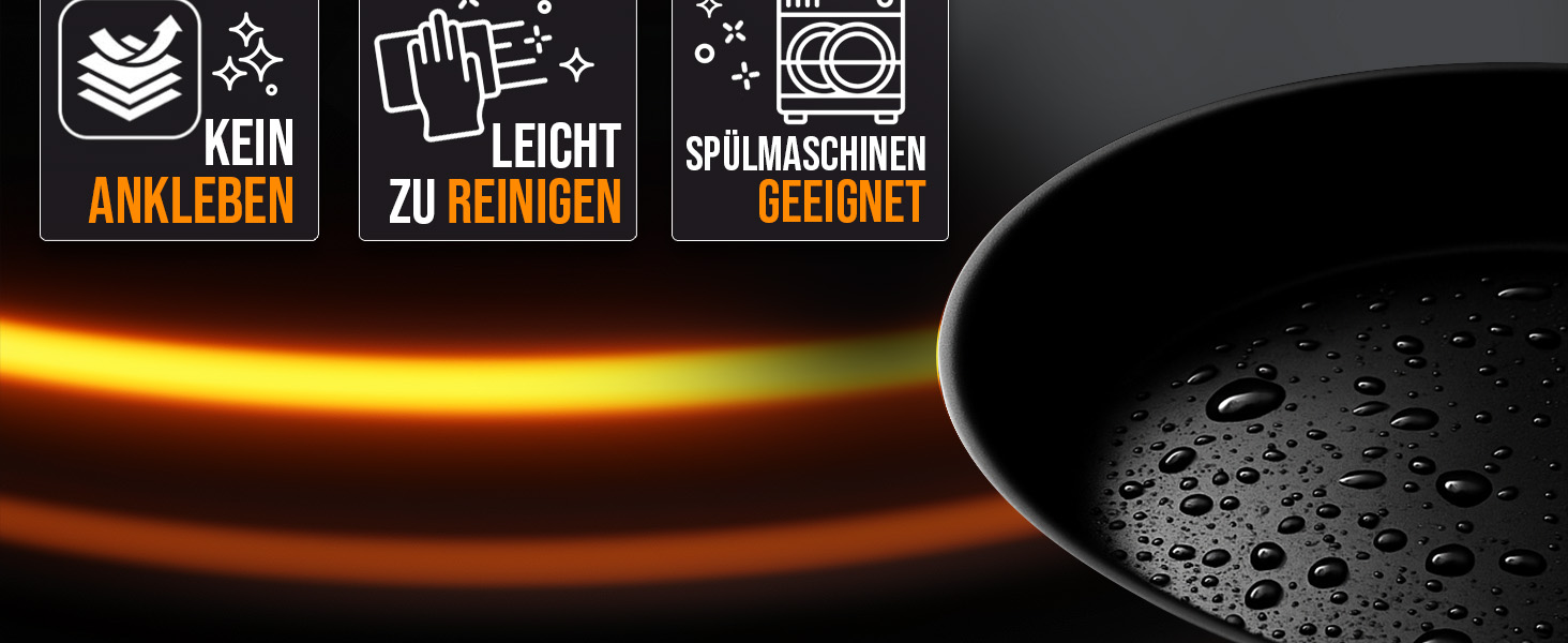 Набір сковорідок з нержавіючої сталі для всіх типів плит 20см та 28см з антипригарним покриттям - 10 років гарантії, ергономічні ручки, рівномірний розподіл тепла, придатні для миття в посудомийній машині та використання в духовці - Набір сковорідок 28см+20см