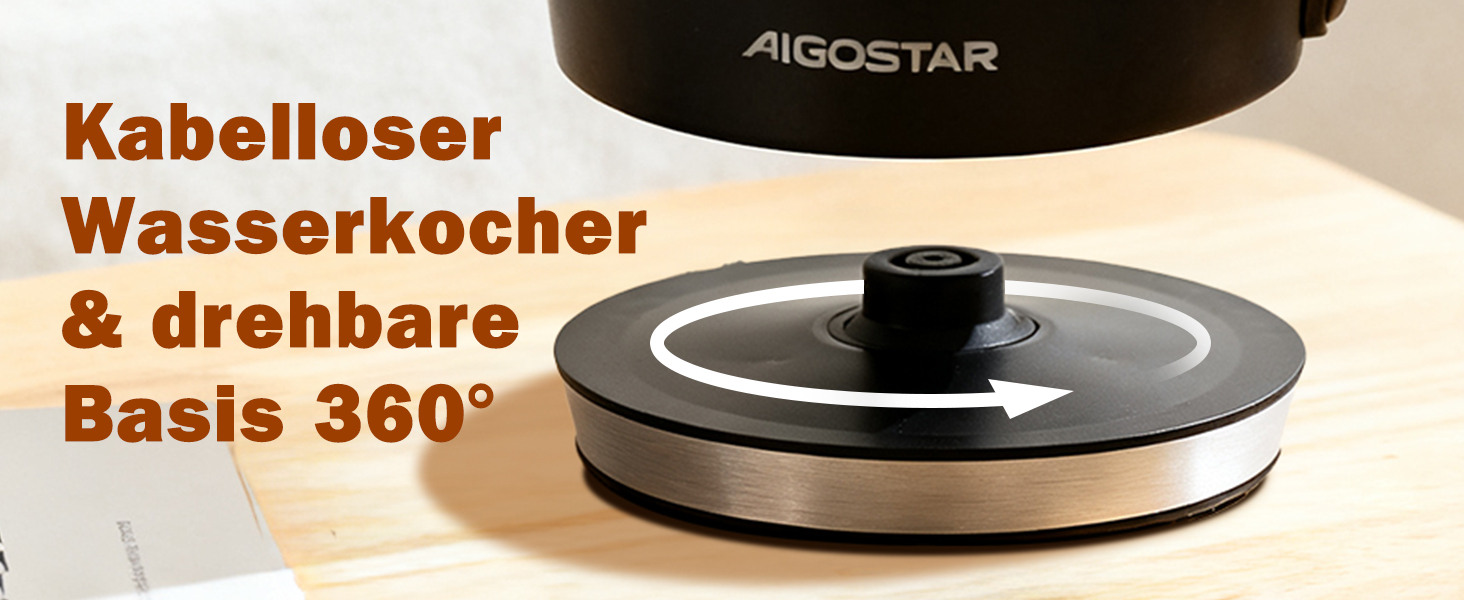 Електричний чайник Aigostar Adam, 1.7 л, 2200 Вт, LED, скло, без BPA, з фільтром від накипу, чорний