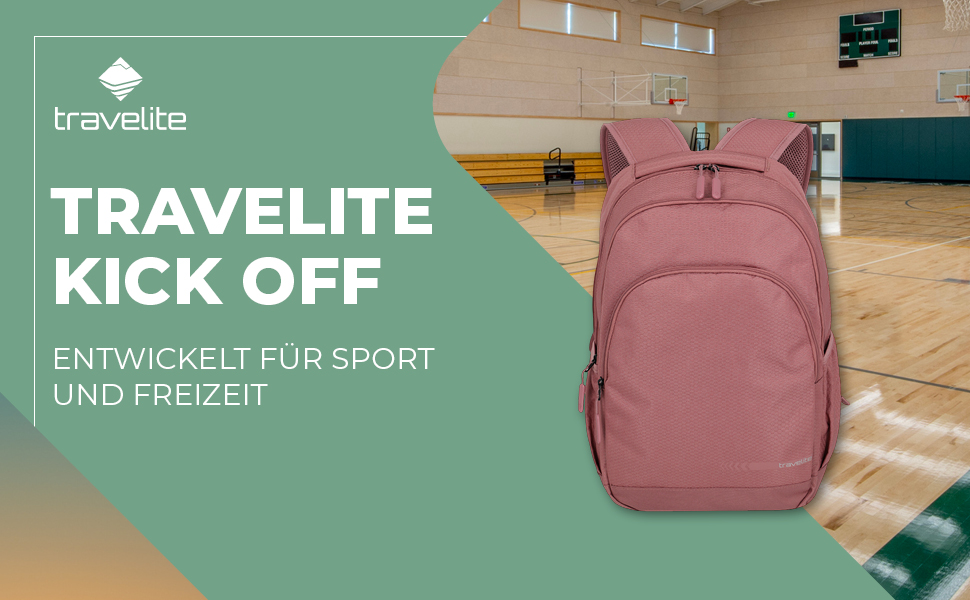Рюкзак Travelite KICK OFF для ручної поклажі з відділенням для ноутбука 15,6'' 22 л рожевий – туристичний та спортивний