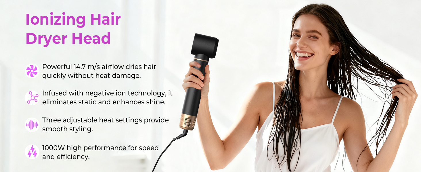 Airstyler 5 в 1: Фен-щітка, локони, випрямлення. Набір для волосся, чорний/золотий