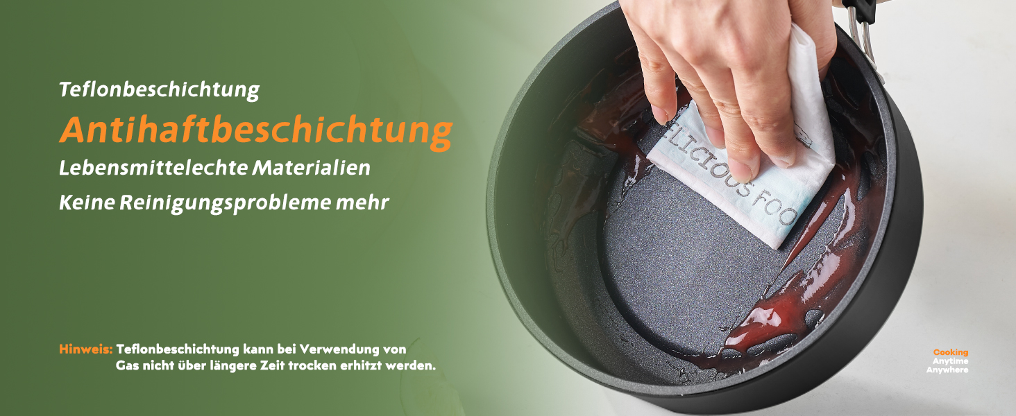Набір кухонного посуду для кемпінгу на 2-4 особи: електричний та газовий котел 700W/2200W, посуд для кемпінгу, трекінгу, дому та вулиці (1 каструля + 2 сковорідки)