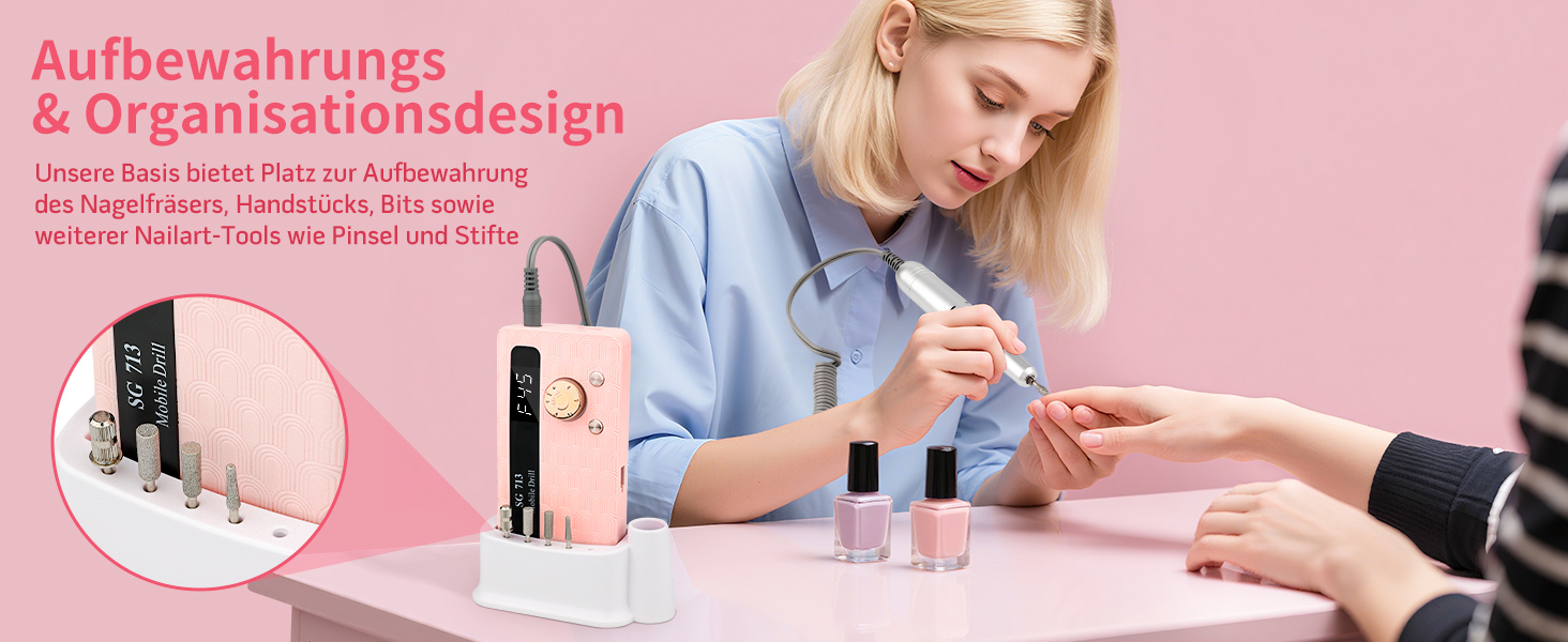 Електричний фрезер для нігтів Ziweo з LED дисплеєм, 45000 об/хв, для манікюру та педикюру, для гелю, акрилу, акригелю, Shellac