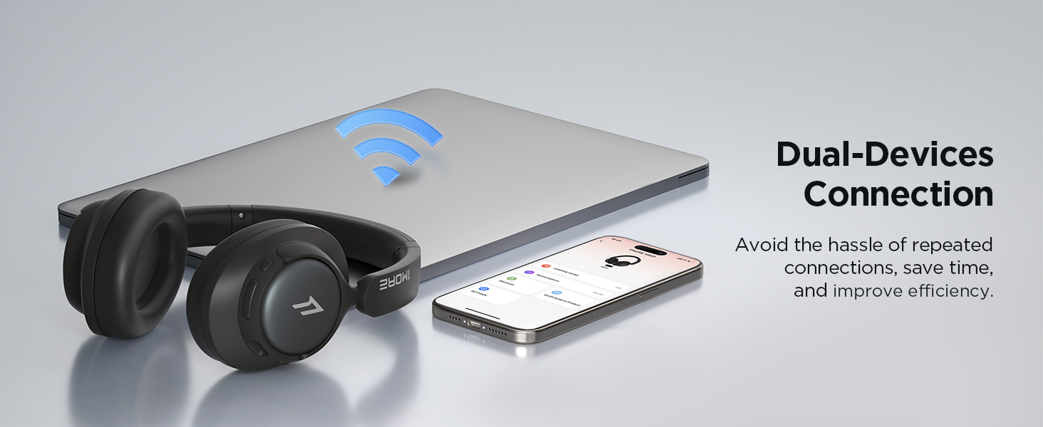 1MORE HQ31 Бездротові навушники Bluetooth Over-Ear з активним шумозаглушенням, 90 годин роботи, Hi-Res Audio, об'ємним звуком, чітким дзвінком, швидкою зарядкою, EQ в додатку, чорний