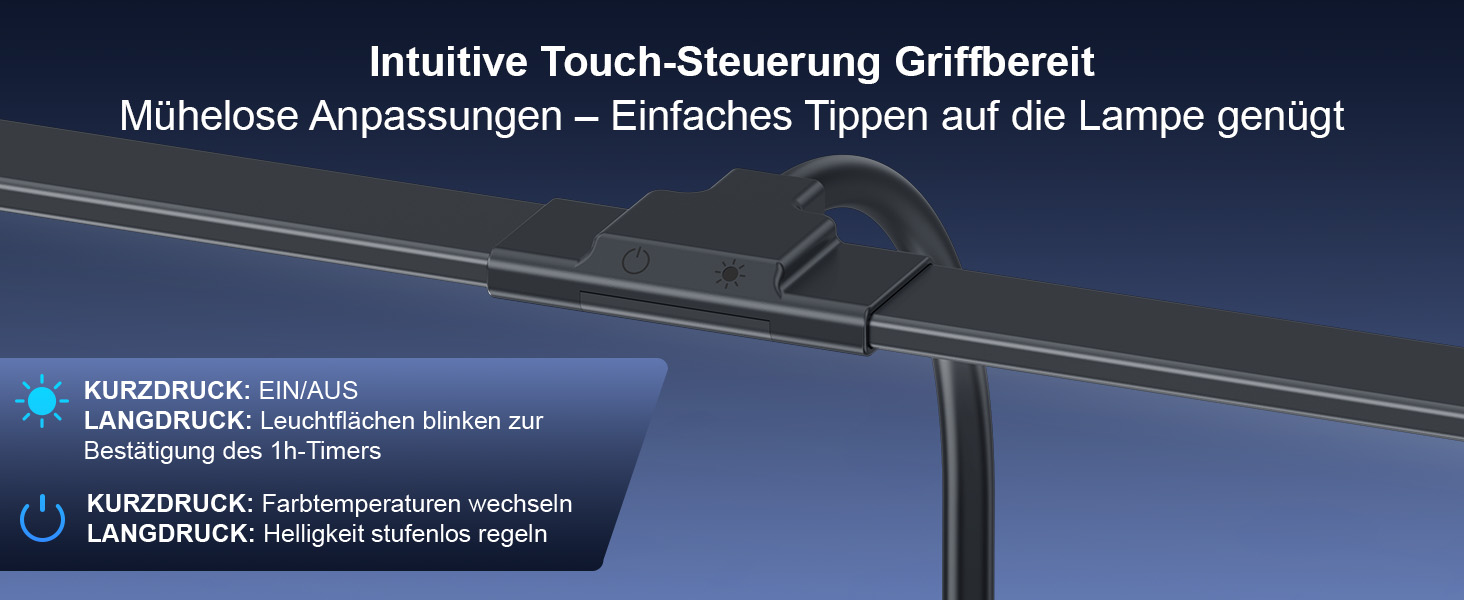 LED лампа настільна з регулюванням яскравості - 1500LM 24W, кріплення-прищіпка, з пультом, гнушкий 80см шнур, USB-порт, для офісу та дому (Чорний)
