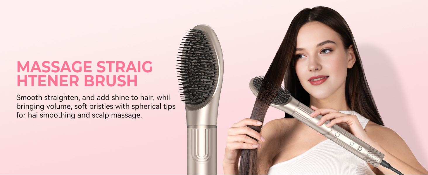 Набір для стайлінгу волосся 5 в 1 Atopskins Air Styler 1400W: іонний фен, вирівнювач, плойка Auto-Wrap та круглі щітки для об'єму та гладкості, Gold