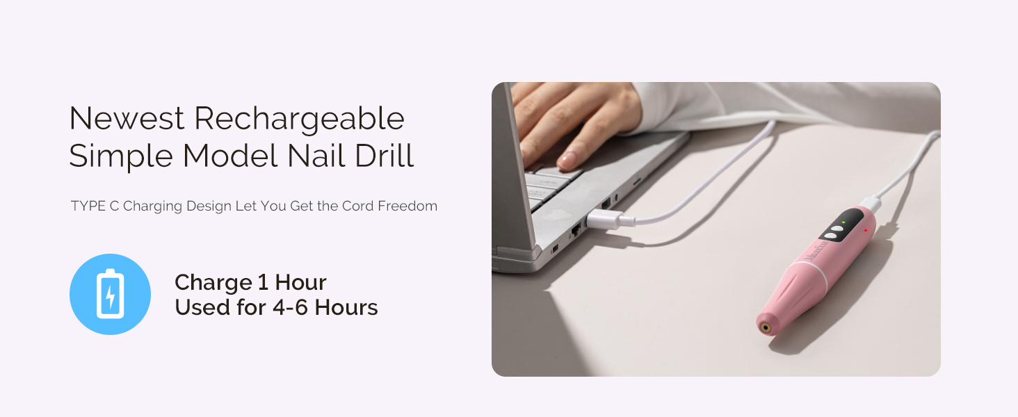 Електричний набір для манікюру MelodySusie PC90G: нагрівач для гелю та акрилу, 20000 об/хв, регулювання швидкості, рожевий