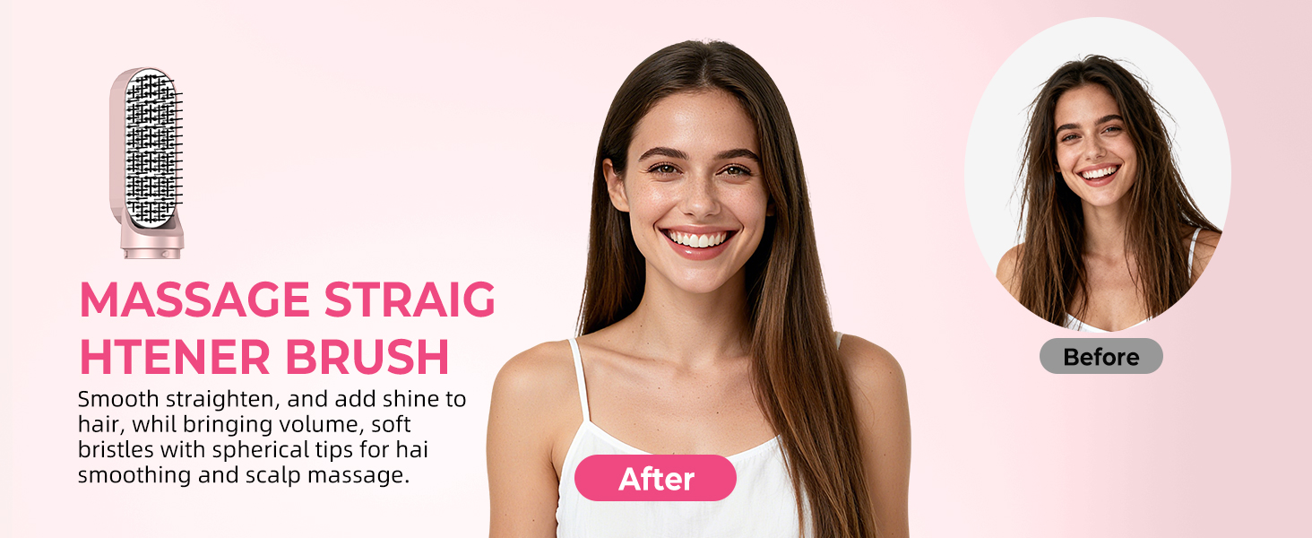 Набір для укладки волосся Atopskins 6 в 1: фен-щітка, локони, термощітка, 1000W, рожевий