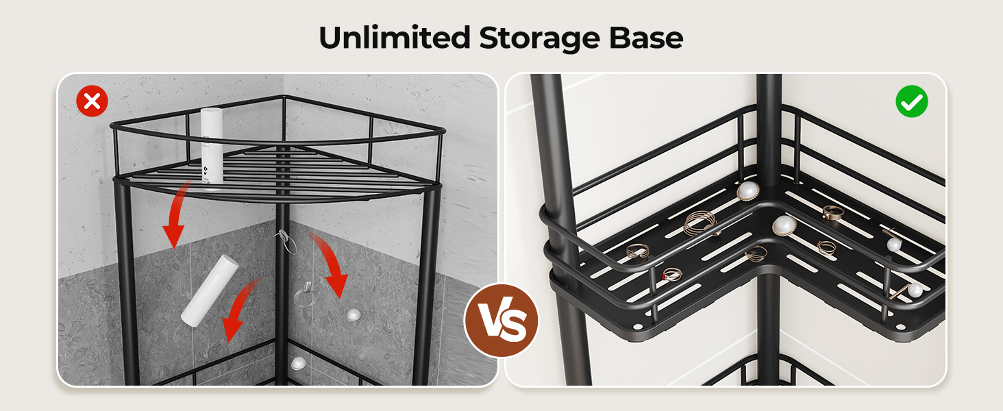 Набір з 3 кутових поличок для душу Orimade, нержавіюча сталь, чорний