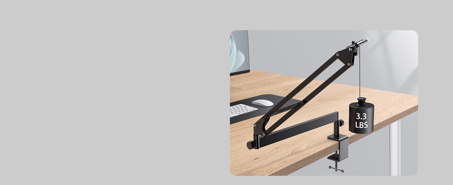 Кріплення для мікрофона TONOR T20LP, низькопрофільний тримач з регулюванням, для геймінгу та подкастингу, чорний, з видимою пружиною