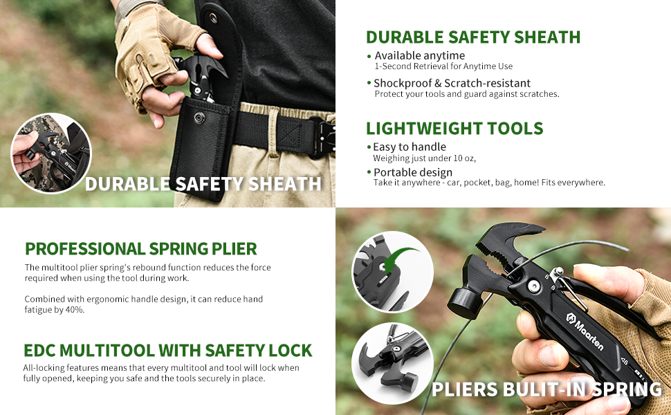 Мультитул Maarten 11 в 1: компактний мультиінструмент з нержавіючої сталі з карабіном та чохлом, подарунок для чоловіків