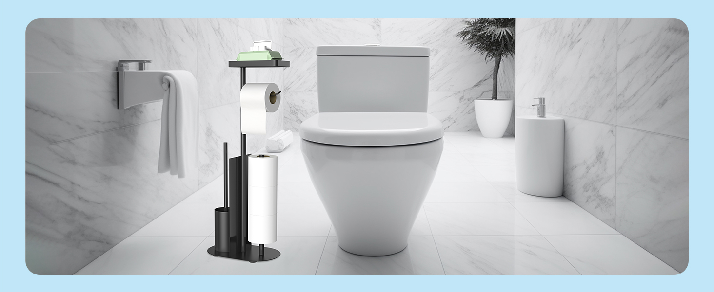 Підставка для туалетного паперу настільна з боксом для серветок, нержавіюча сталь, чорний матовий