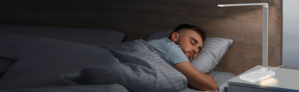 LED лампа настільна диммерна - 560LM, офісна лампа з 5 режимами кольору та 10 рівнями яскравості, з нічним світлом, USB-порт, функція пам'яті та таймер, 10W - білий сріблястий колір