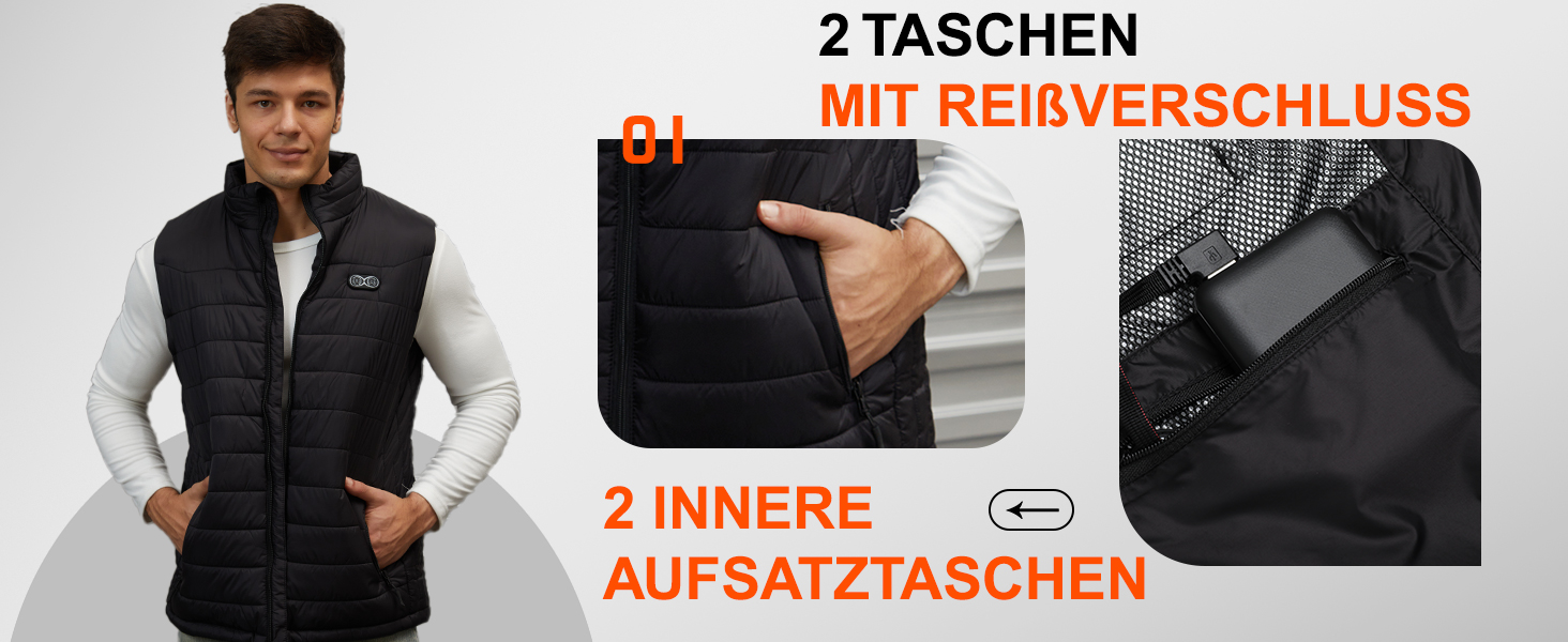 Обогревна жилетка для чоловіків та жінок, жилетка з підігрівом з акумулятором 10000 mAh та 5 зонами підігріву, для катання на лижах та полювання, чорний колір