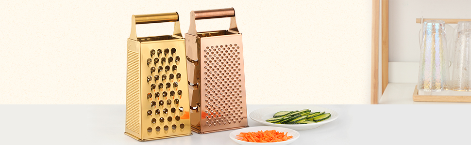 Терка кухонна YDware з нержавіючої сталі, квадратна, 23.7 см, для овочів, 1 шт. (Champagne Gold)