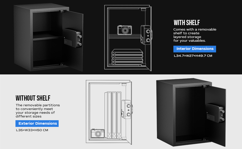 Електронний сейф RPNB Luxus Tresor з кодовим замком, 51 л – для дому, офісу, готелю, зберігання грошей та коштовностей