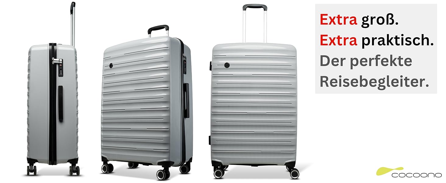 Чемодан великий 100 літрів з TSA замком: валіза, ролер, валіза з жорстким корпусом, валіза XL сірого кольору