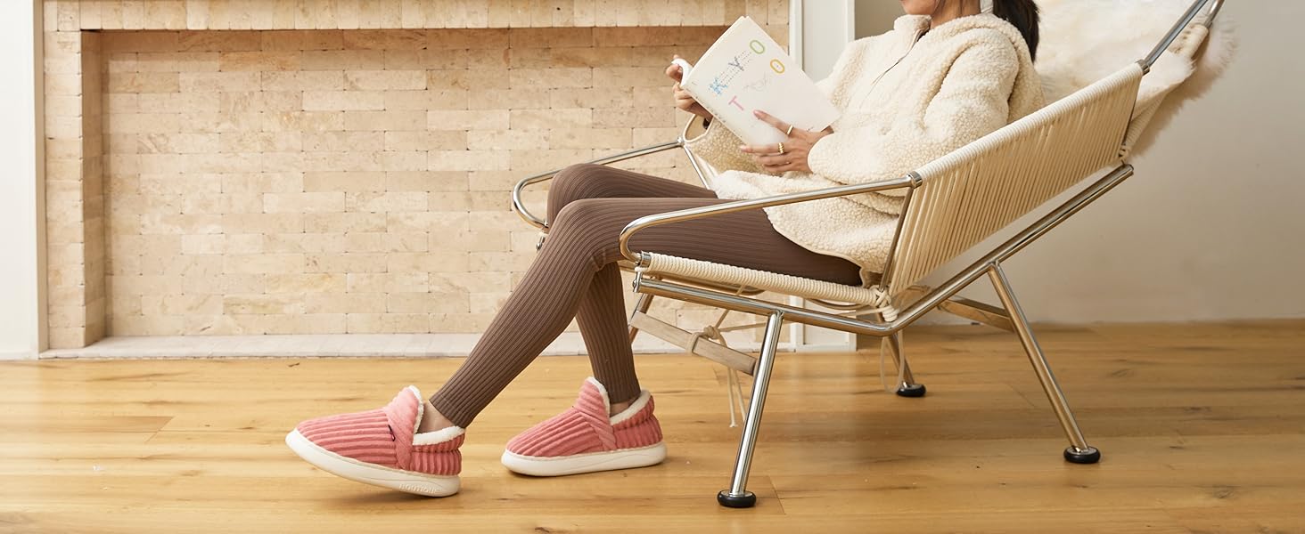 Тапочки жіночі зимові теплі з піною з пам'яті, чоловічі, з м'якого корду, повністю пухнасті, м'які, закриті, бавовняні, з антиковзким покриттям, зручні для дому та вулиці, 38/39 EU, рожеві