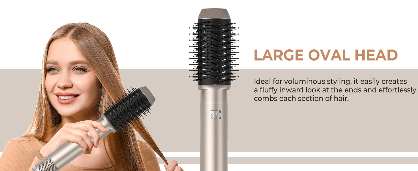 Професійний стайлер для волосся 6-в-1 з автоматичним завиванням, фен, круглі щітки, термощітка, випрямляч, мультистайлер Airbrush, подарунковий набір (Золотий)