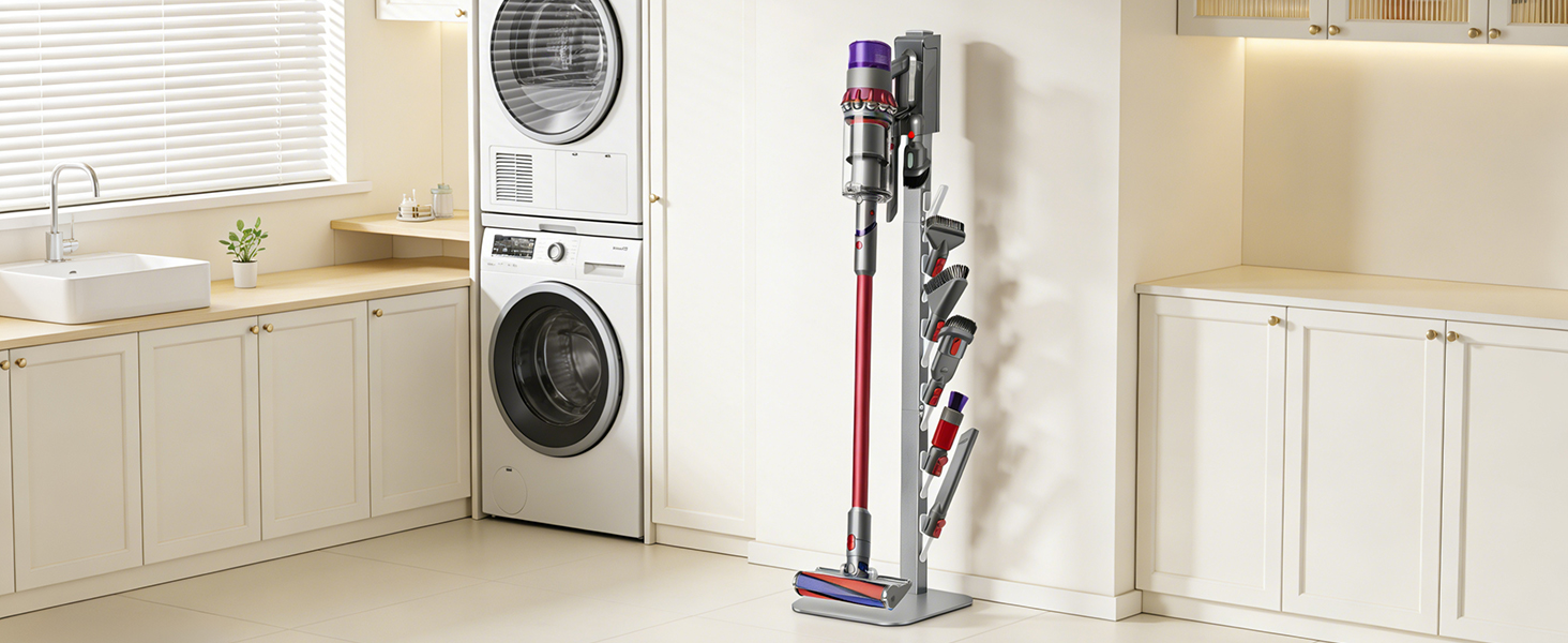 Підставка для пилососа Dyson V16, Gen5, V15, V12, V11, V10, V8, V7, V6 – металева, настільна, з 4 гаками, без свердління, срібляста