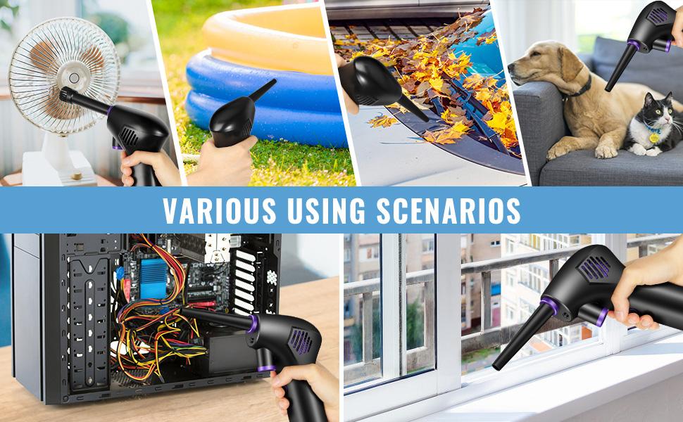 Електричний пилосос Fulluky для чищення ПК, ноутбуків, меблів та авто. Air Duster з акумулятором 15000mAh та LED-ліхтариком