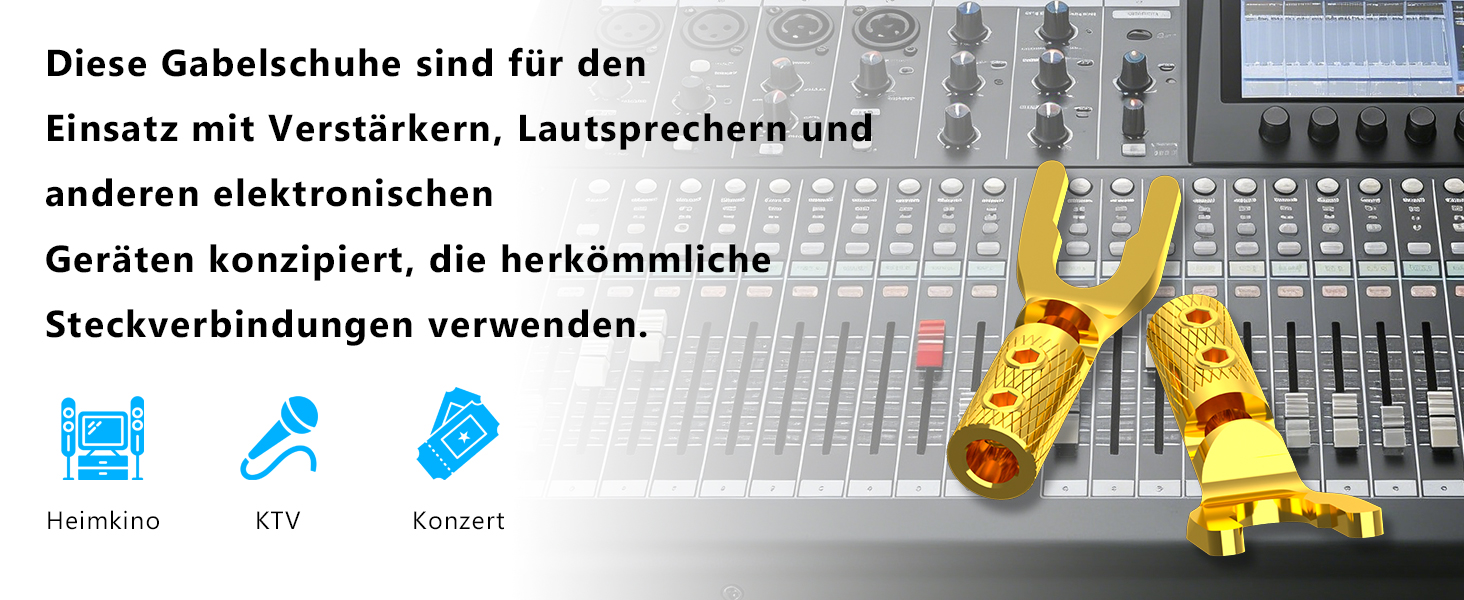 Комплект позолочених роз'ємів-вилок для акустичних кабелів Monosaudio SY1508G, чиста мідь, для кабелів 8-20AWG (до 4мм), 8 шт.
