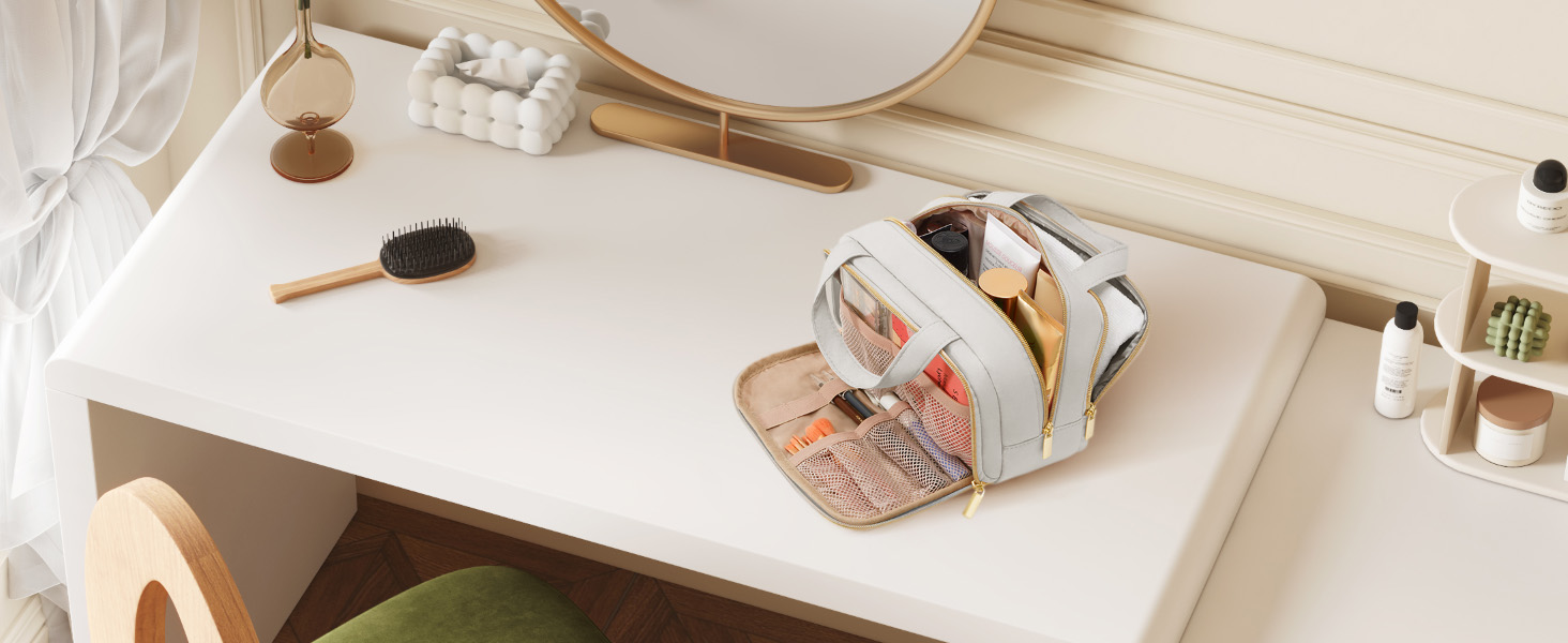 Валіза-органайзер для косметики Lifewit 5L, сірий, водовідштовхувальний, з відділенням для мокрого одягу