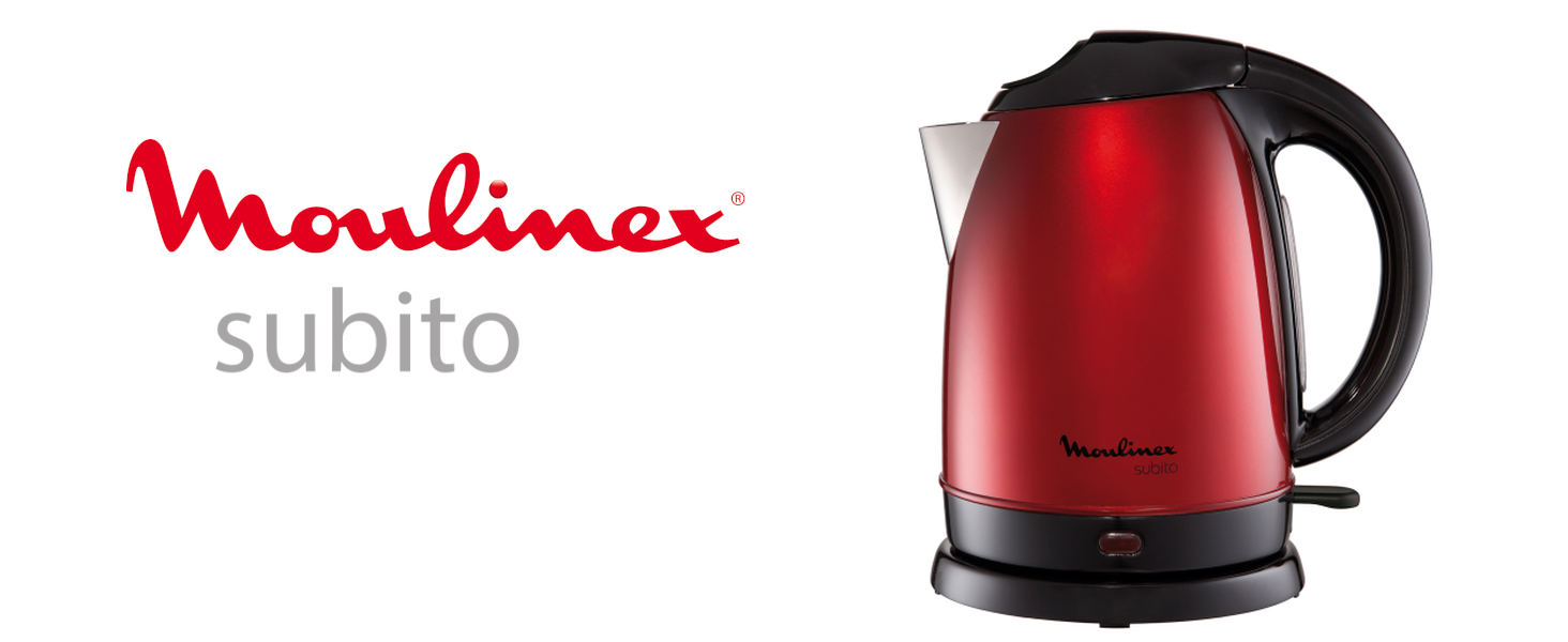 Електричний чайник Moulinex Subito з нержавіючої сталі, 1.7 л, з фільтром від накипу та відкидним кришкою, винний колір, BY530530