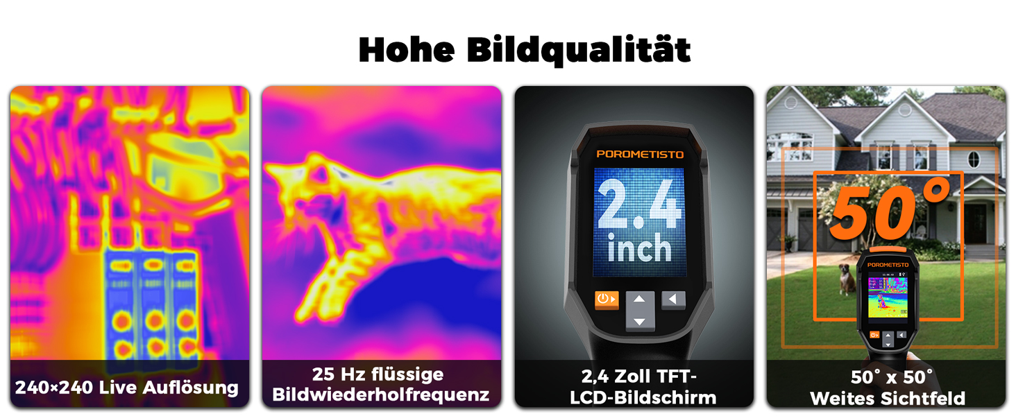 Професійна тепловізійна камера Handheld, 240 x 240, -20°C - 550°C, 15 колірних палітр, з лазерним покажчиком, для HVAC та інспекції будівель