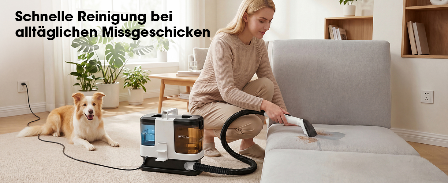 Lubluelu Nasssauger Polsterreiniger 600W 18kPa: Компактний мийний пилосос для м'яких меблів, килимів та авто - чорно-білий