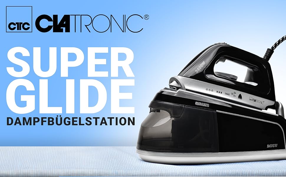 Праска-парогенератор Clatronic DBS 3749 чорна | 3,5 бар, 1,2 л, 2400 Вт | Анти-крапельна система, Superglide-підошва