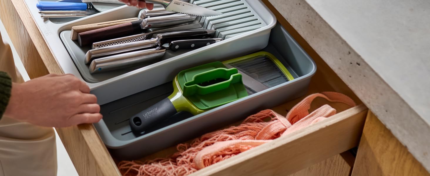 Органайзер для столових приборів Joseph Joseph DrawerStore з ніжницями, розширюваний, з переробленого пластику, компактний