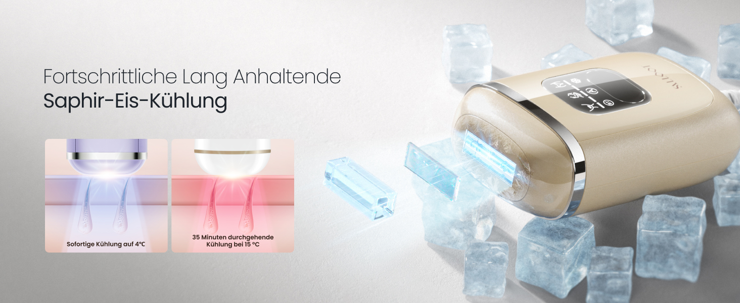 Пристрій для епіляції IPL 22J, 78W, з охолодженням сапфіром, для жінок, безболісна, для обличчя, бікіні, під пазухами, портативна (Champagner)