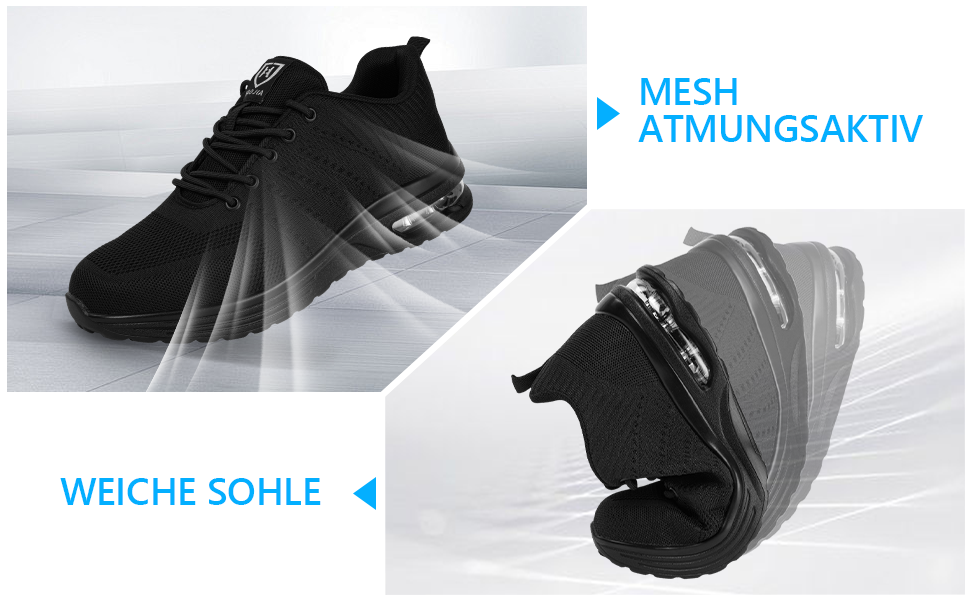 Черевики безпеки OFFCUP для чоловіків, Легкі робочі черевики, Спортивні черевики з металевим носком, Робочі кросівки з дихаючою та протиковзкою підошвою, з повітряною подушкою, зручні 45 EU